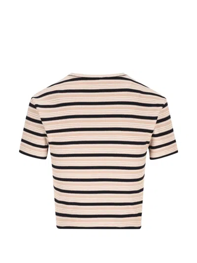 Fendi Striped Logo-patch T-shirt In Multi