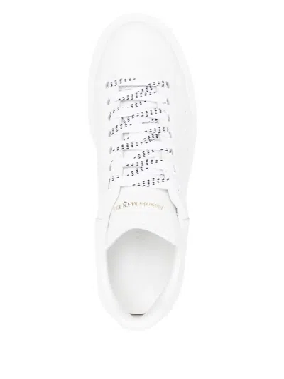 Alexander Mcqueen White Low Top Sneakers With Logo Lettering On Tongue And Heel In Leather Woman