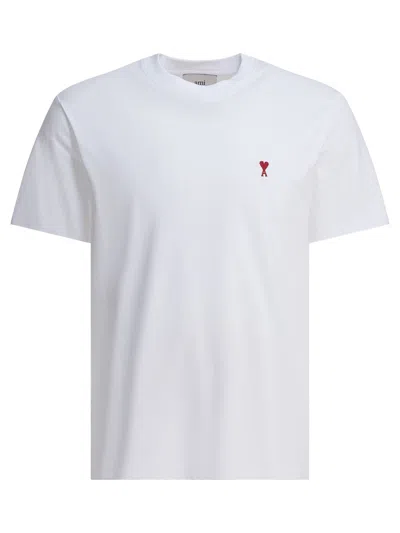 Ami Alexandre Mattiussi Mens Ami Paris De Coeur Embroidered Branding Regular-fit Stretch-organic Cotton T-shirt In White