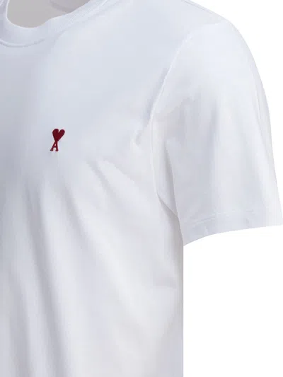 Ami Alexandre Mattiussi Mens Ami Paris De Coeur Embroidered Branding Regular-fit Stretch-organic Cotton T-shirt In White