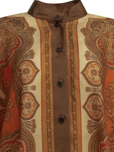 Zimmermann Mahon Printed Blouse In Brown