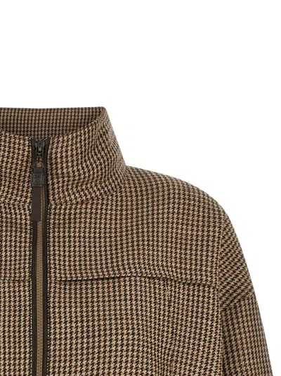 Brunello Cucinelli 'shiny Zipper Pull' Jacket In Brown