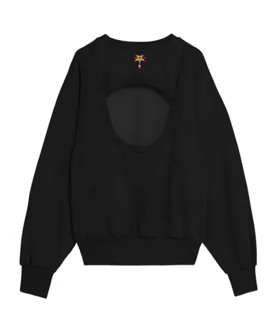 Barrow Open-back Sweatshirt In Black