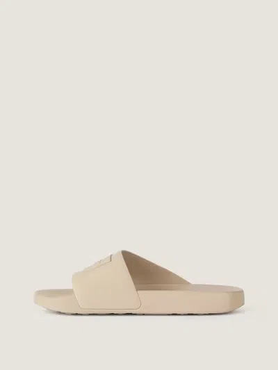 Givenchy Rubber Slide Mules Flat Open Toe Label In Neutral