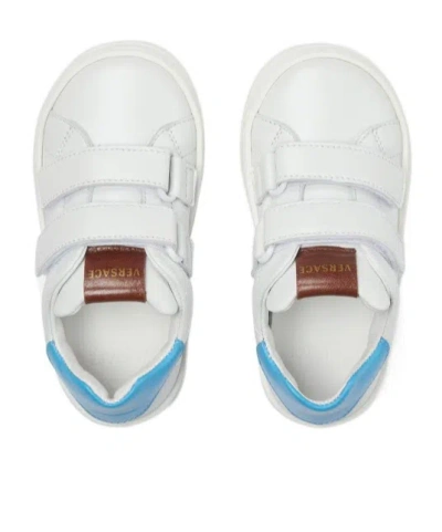 Versace Touch-strap Leather Sneakers In White