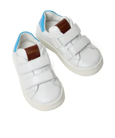 Versace Touch-strap Leather Sneakers In White
