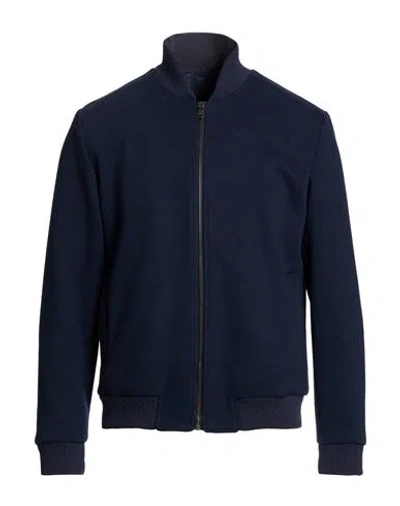 Exte Man Jacket Black Size 42 Polyester, Viscose, Wool In Blue