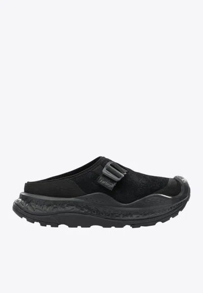 Hoka Ora Primo Ext Rubber-trimmed Suede Slip-on Sneakers In Black
