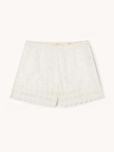 Doen Arda Broderie Anglaise Organic Cotton Shorts In White