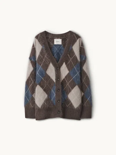 Lisa Yang Elaria Cardigan Wood/night Fall/sand/cream Brushed Argyle 0 In Multi