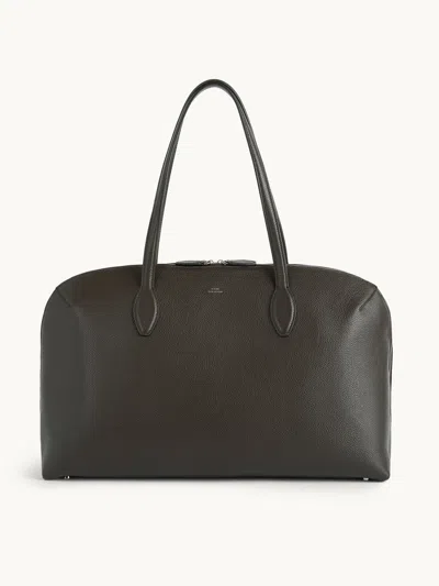 Totême Curved Leather Shopper Featuring Protective Base In Brown