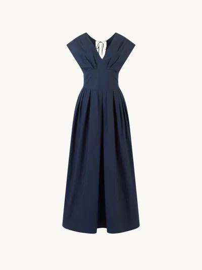 Rosie Assoulin In Full Bloom Gathered Cotton-taffeta Midi Dress In Blue