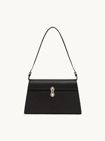 Savette Symmetry Shoulder Bag In Grained Calf Leather In Black
