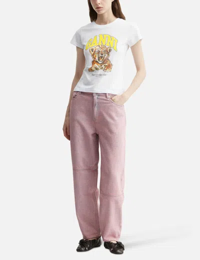Ganni Organic Cotton T-shirt With Front Print In White