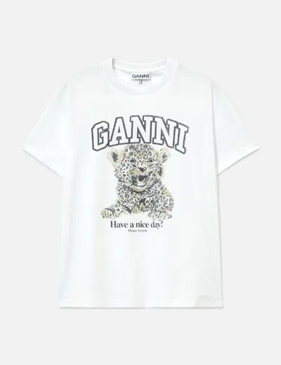Ganni Basic Jersey Leopard Relaxed T-shirt Leopard In Multi