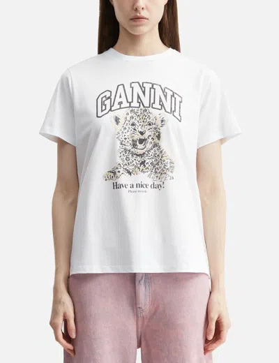 Ganni Basic Jersey Leopard Relaxed T-shirt Leopard In Multi