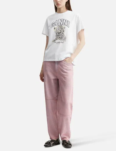 Ganni Basic Jersey Leopard Relaxed T-shirt Leopard In Multi