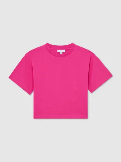 Reiss Pink Bonnie 13-14 Yrs Cotton Ribbed-neck Oversized T-shirt In Multi