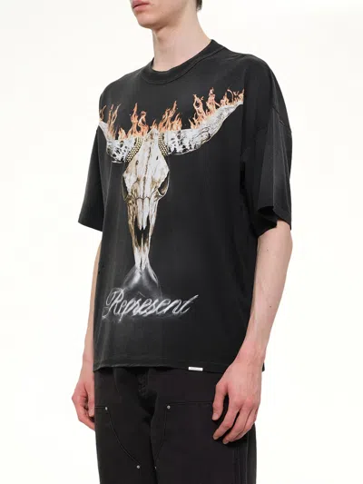 Represent Mens Stained Black British Cowboys Graphic-print Cotton-blend T-shirt In Black