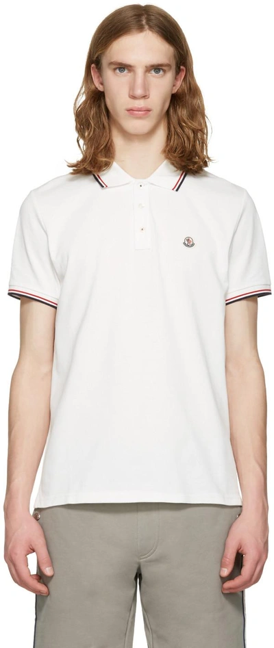 Shop Moncler White Maglia Polo