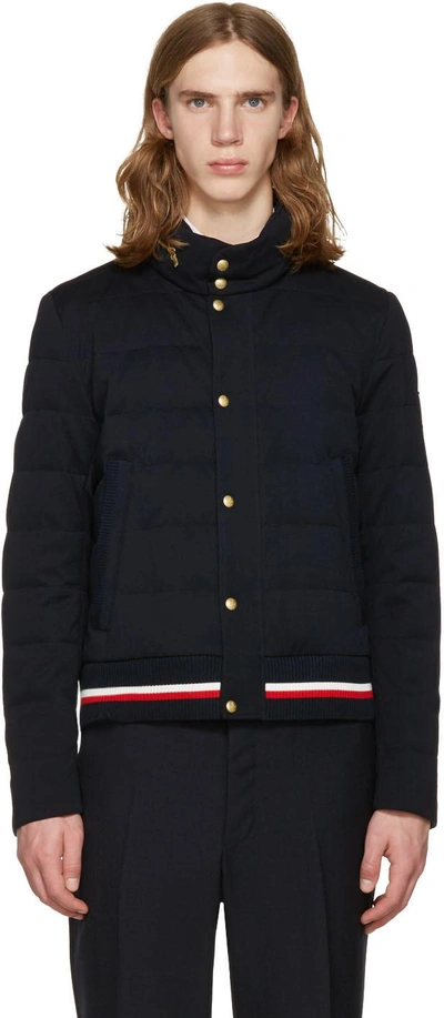 Shop Moncler Navy Down Quilted Jacket