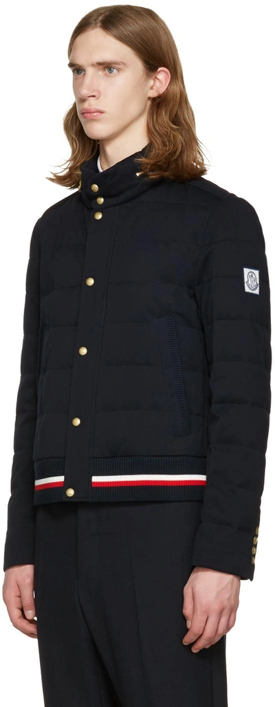 Shop Moncler Navy Down Quilted Jacket