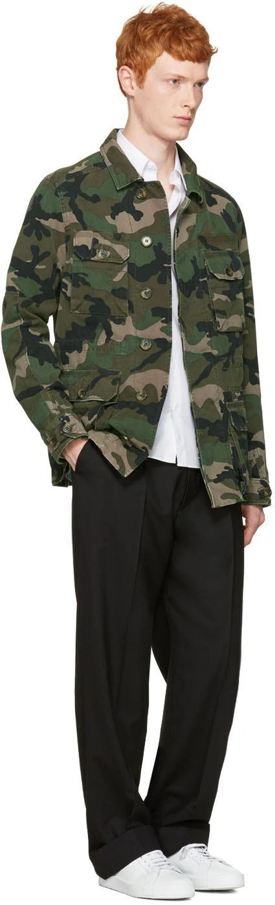 Shop Valentino Green Camo Cargo Jacket