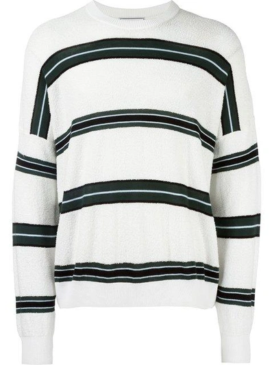 Shop Ami Alexandre Mattiussi Striped Boxy Sweater - White