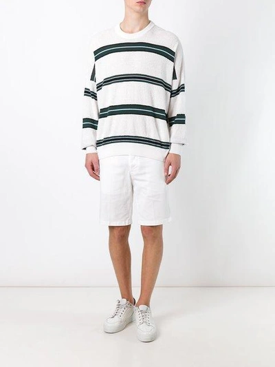 Shop Ami Alexandre Mattiussi Striped Boxy Sweater - White