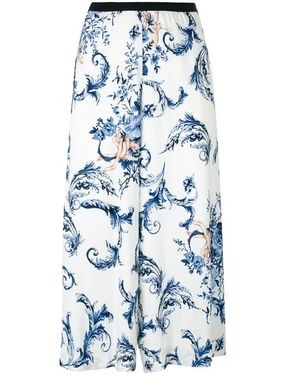 Antonio Marras Floral Print Cropped Trousers In Blue