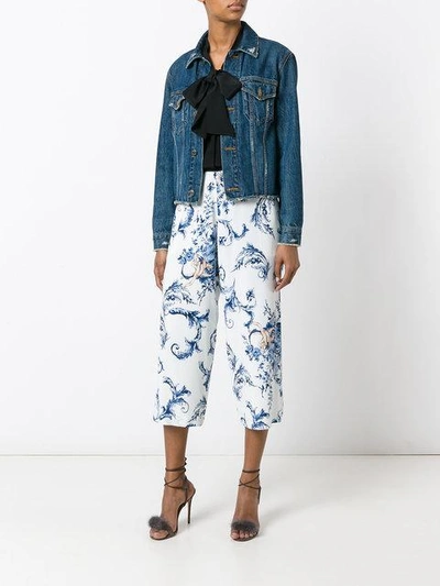 Shop Antonio Marras Floral Print Cropped Trousers In Blue