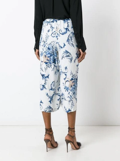 Shop Antonio Marras Floral Print Cropped Trousers In Blue
