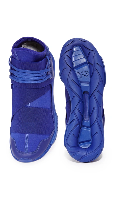 Shop Y-3 Qasa High Sneakers In Purple/purple