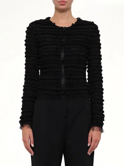 Givenchy Ruffled Silk Jacket In Black