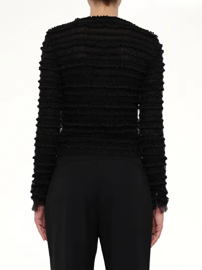 Givenchy Ruffled Silk Jacket In Black