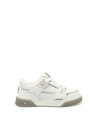 Represent Studio Leather Gradient Sole Sneakers In White/grey
