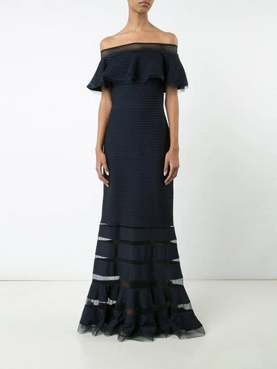Shop Tadashi Off-shoulders Gown In Blue