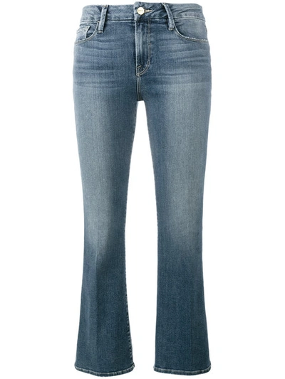 Frame Flared Cropped Jeans In Blue