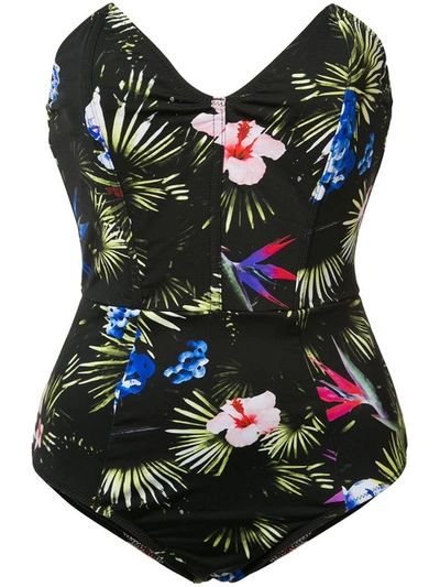 Fleur Du Mal Tropical Strapless One-piece Swimsuit