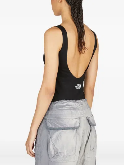 The North Face Logo-embroidered Ribbed Bodysuit In Black