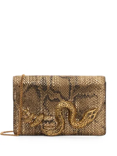 Roberto Cavalli Bag With Golden Python And Snake Motif In Gold