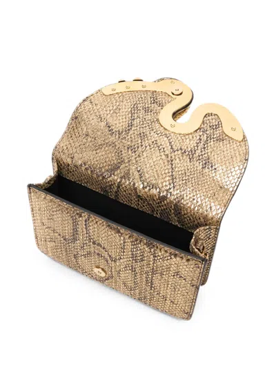 Roberto Cavalli Bag With Golden Python And Snake Motif In Gold