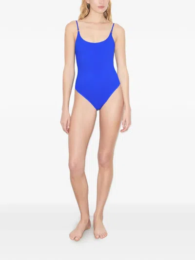 Tory Burch Solid Swimsuit In Blue