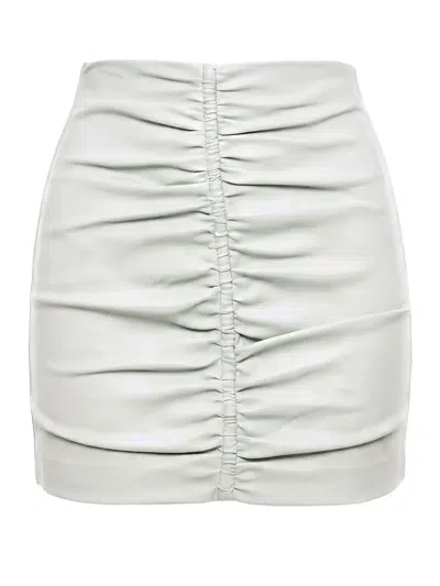 Dsquared2 Ruched Leather Mini Skirt In White