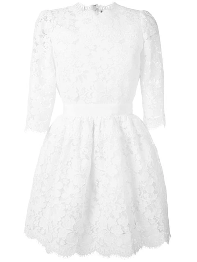 Alexander Mcqueen 3/4-sleeve Floral-lace Dress, Ivory