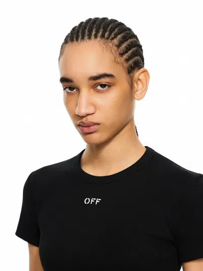 Off-white Off Stamp Ribbed Basic T-shirt In Multi