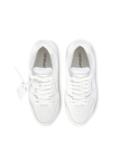 Off-white Monochromatic Leather Sneakers With Textured Sole In White