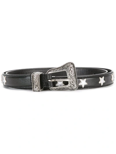 SAINT LAURENT black leather belt silver stars Vintage Massive YVES SAINT LAURENT Ysl Star Mirror  main image 2