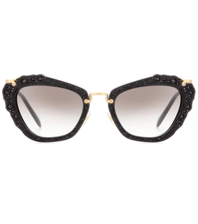 Shop Miu Miu Embellished Cat-eye Sunglasses
