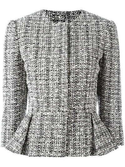 Alexander Mcqueen Knitted Cotton And Wool-blend Jacket In Black-white-ivory